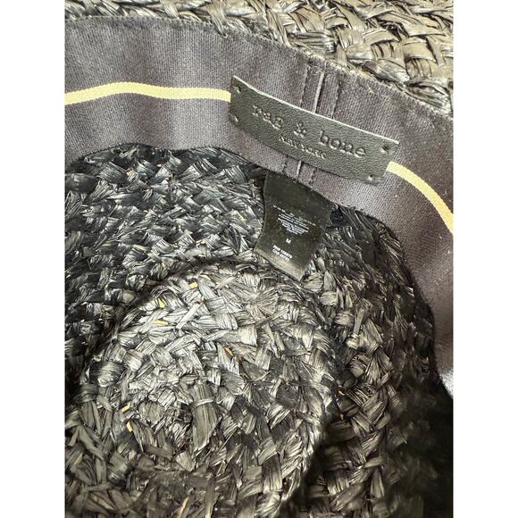 rag & bone Black Braided Straw Panama Hat size M $198 - Picture 10 of 12